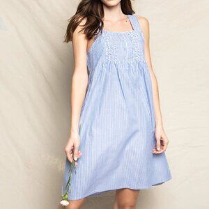 PETITE PLUME Women's M French Blue Seersucker Charlotte Nightgown